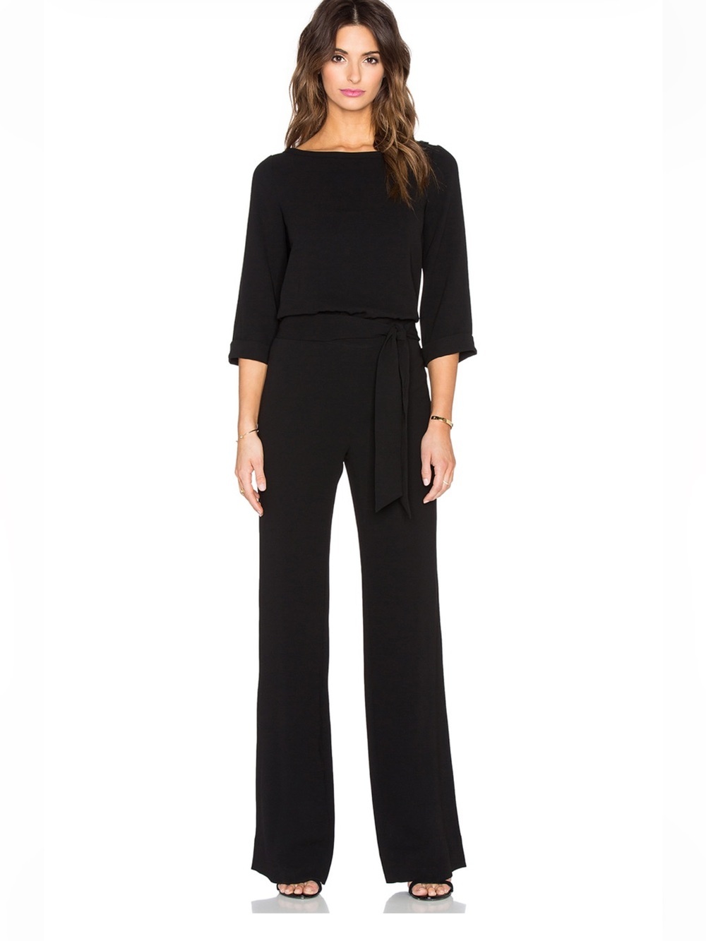Diane Von furstenberg gwynne jumpsuit Women’s Size 6 One Piece wide leg crepe Q